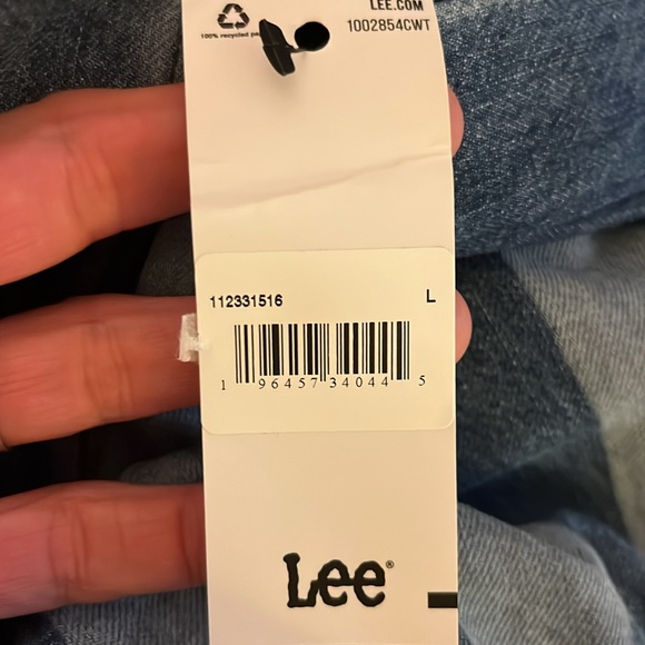 Lee Union-Alls Denim Romper Striped Utility Zip Front Short Jumpsuit Large-NWT - Picture 10 of 11